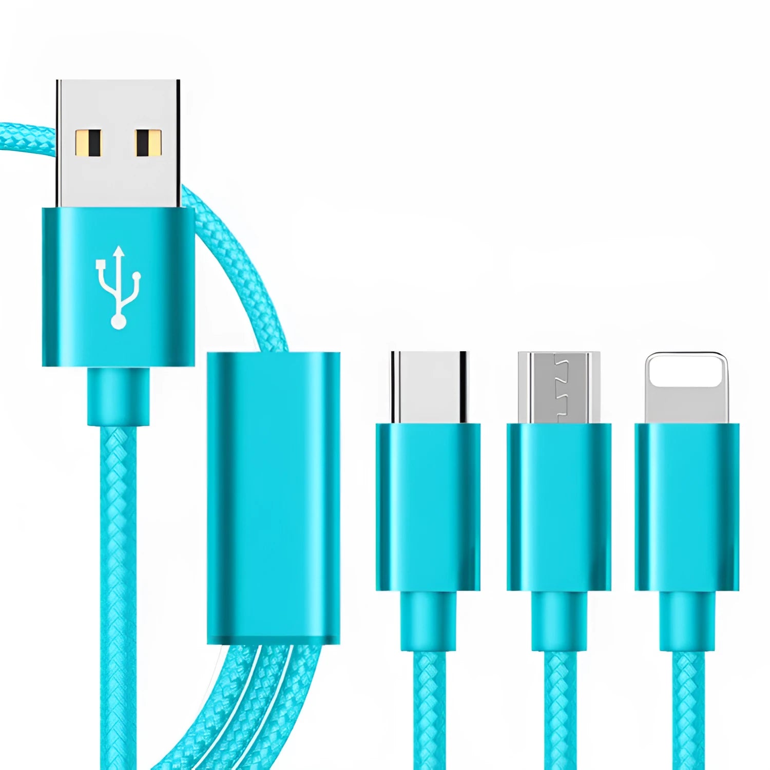 Three-in-one mobile phone charging cable with Micro USB connector in six colour options