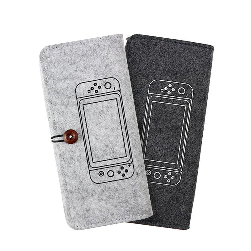 Black felt protective pouch case for Nintendo Switch with game cartridge slots