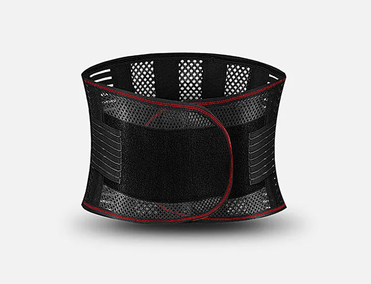 Black sports waist support with steel plate for lumbar protection during yoga and fitness