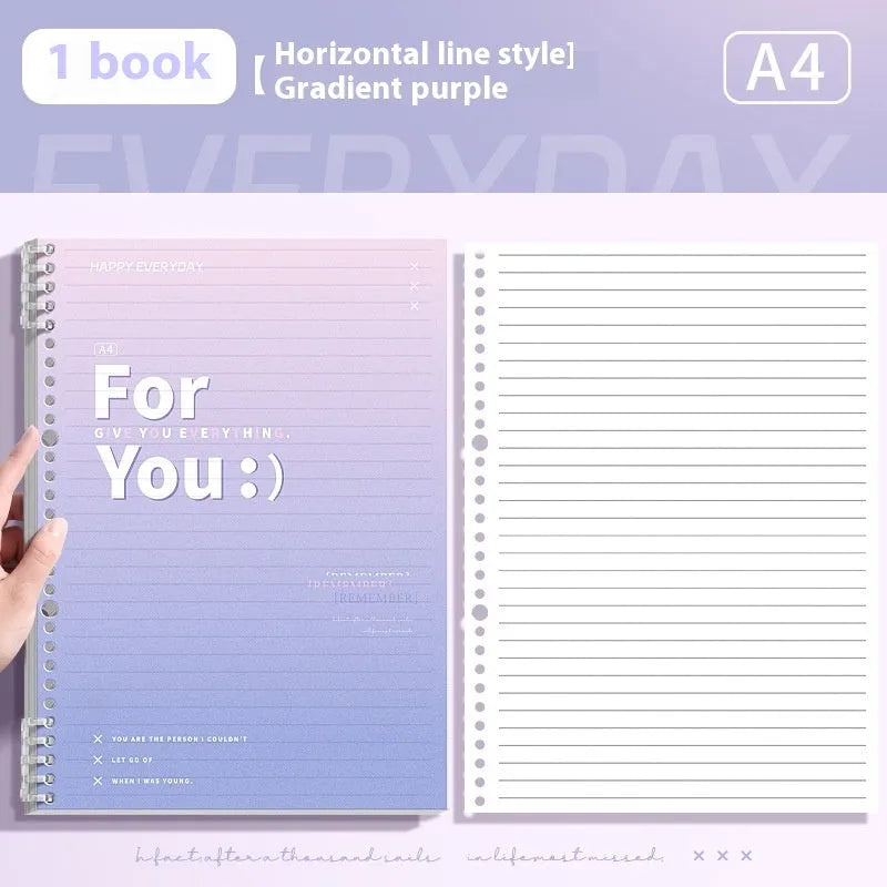 Removable coil gradient notepad with PP cover in blue, green, pink, and purple colours