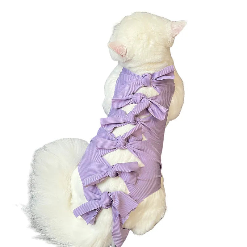 Lace-up cat sterilization clothing in polyester fabric for post-operation recovery