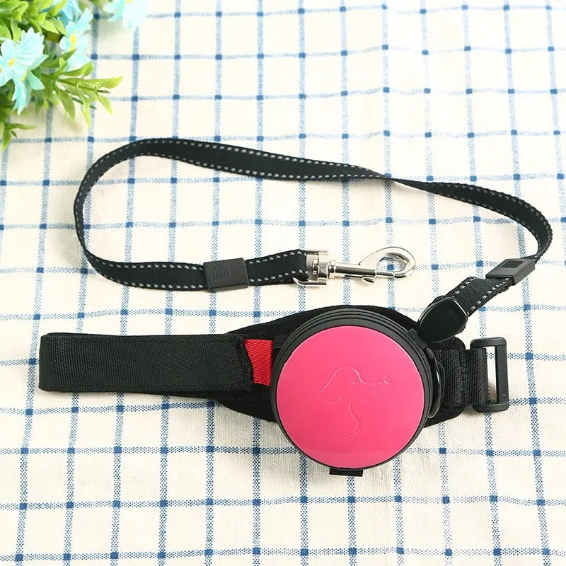 Pet Holding Hands automatic retractable dog leash extended, showing nylon cord and ergonomic handle.
