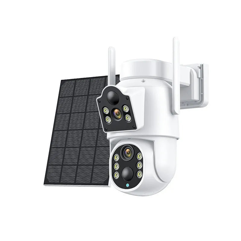 Outdoor solar wireless wifi security camera with solar panel in black colour option