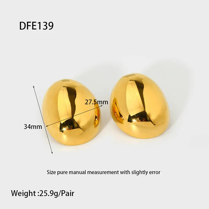 Geometric stainless steel ear studs with exaggerated glazed surface in DFE139 colour
