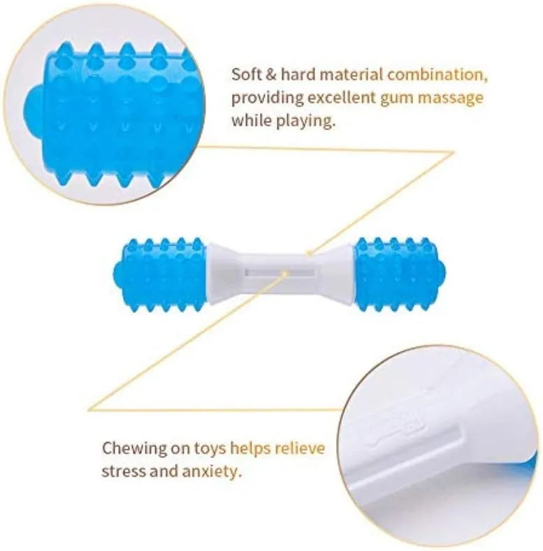 Dual-colour puppy teething chew toy for dental health in three sizes