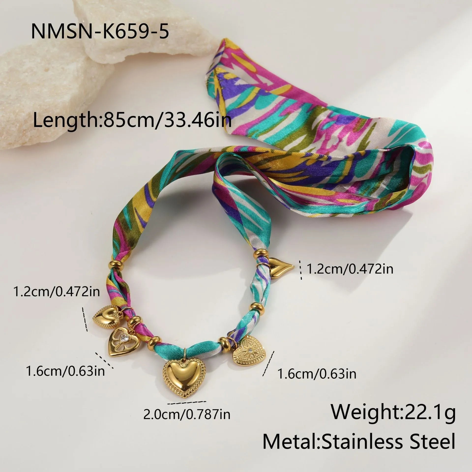 Geometric pendant necklace and chain bracelet in 18K gold electroplated finish with adjustable 41-50cm necklace