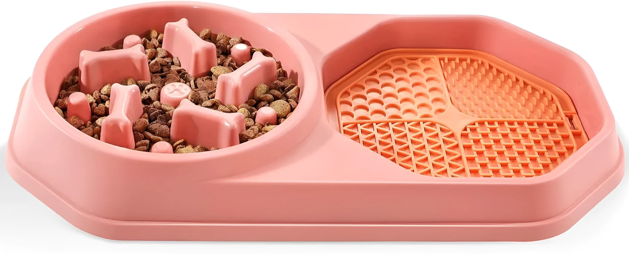 Blue slow feeder dog bowl with puzzle ridges and non-slip base for small medium dogs.