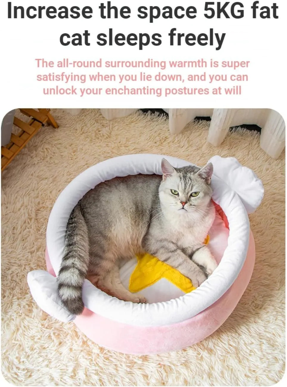 Pink honey pot shaped cat sofa bed with removable pad for small pets