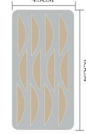 Box of no glue eyelid stickers in non-woven fabric showing L, M and S size options