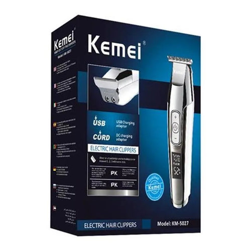Barber scissors with LCD display and stainless steel engraving tool head on rechargeable base