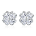 Zeng Yin four-leaf clover earrings with heart-shaped zircon stones in sterling silver