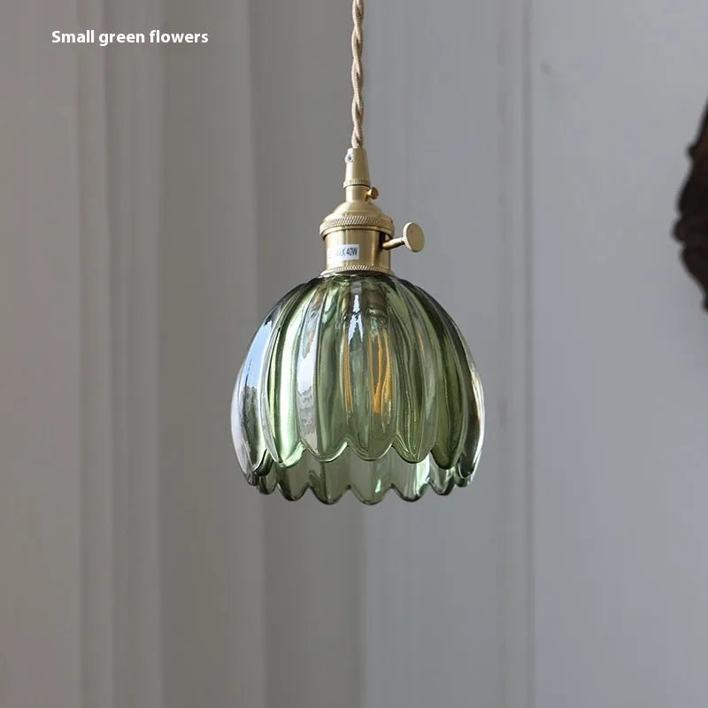 Vintage glass flower bedside chandelier in Nordic style with multiple colour options