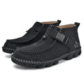 Handmade stitching casual slip on shoes in synthetic leather with flat bottom and low heel