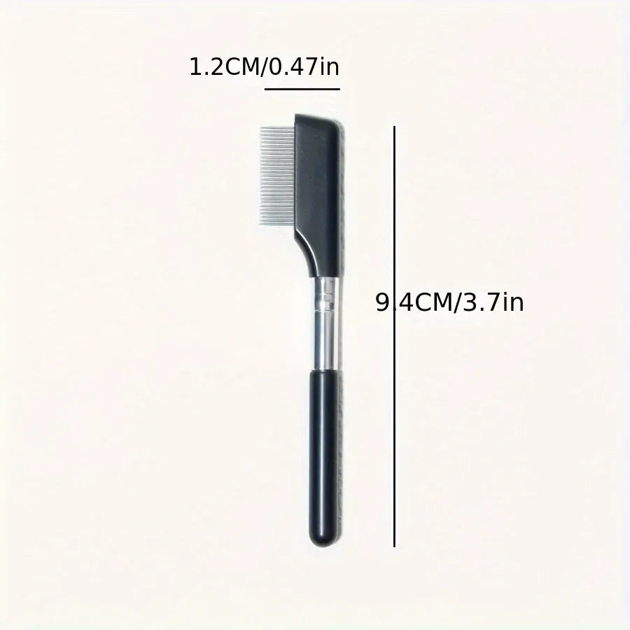 Black dual-sided pet grooming brush with soft bristles for eye area and comb for hair removal