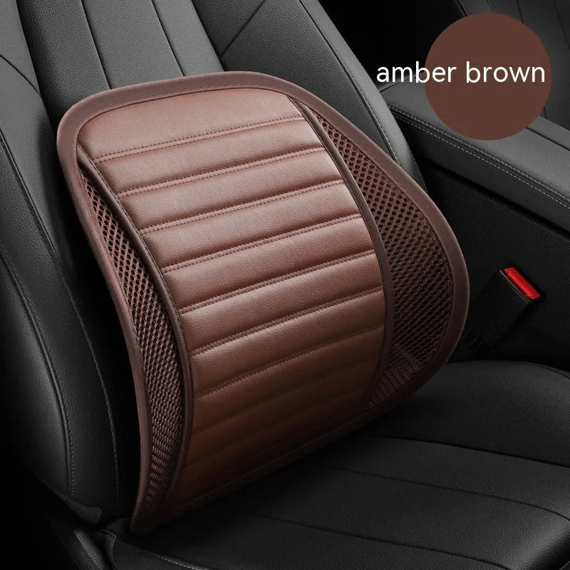 Leather lumbar support cushion for car seats and office chairs in five colour options