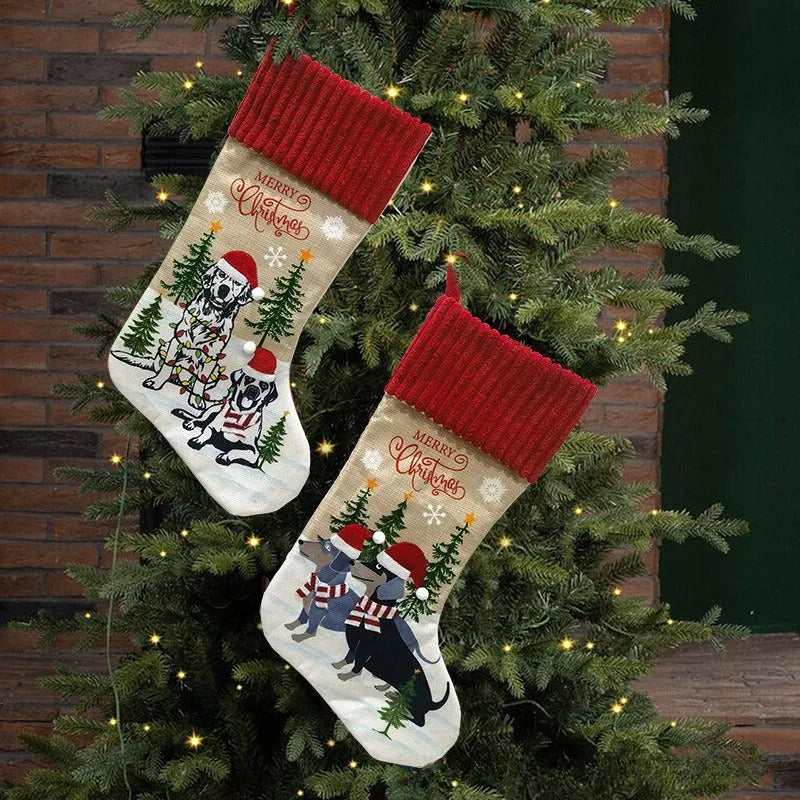 Cloth fireplace Christmas tree pendant decoration measuring 46 by 28cm in pastoral American style