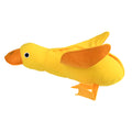 Yellow plush duck dog toy with treat holes and sound module for training and chewing