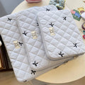 Embroidered rhombus bow design laptop storage bag in nylon material