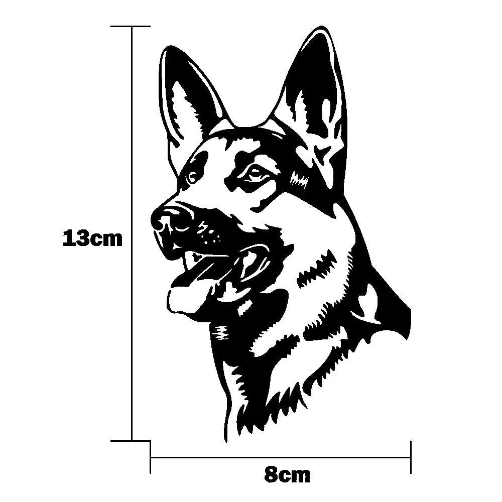 Reflective German shepherd hunting dog car bumper sticker 13cm by 8cm
