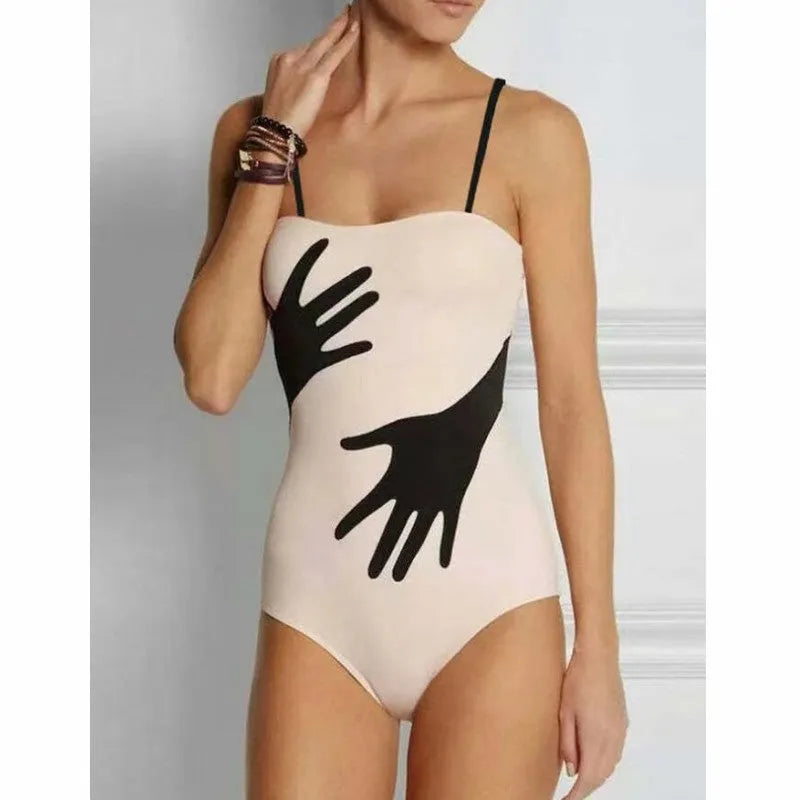Women's patterned polyester bikini swimsuit with removable tulle skirt in available sizes