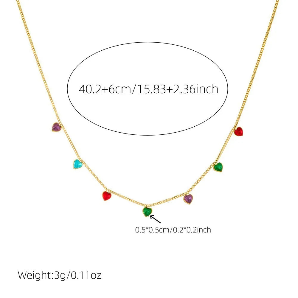 Women's gold-plated stainless steel necklace with heart-shaped pendant on adjustable 41-50cm chain