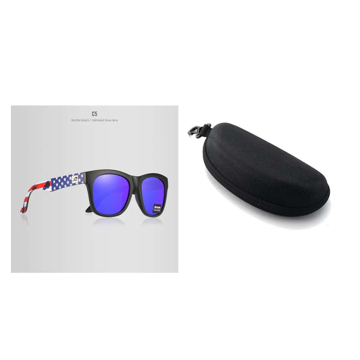 A pair of thickened polarised sunglasses with TAC lenses and a PC frame for outdoor UV protection.