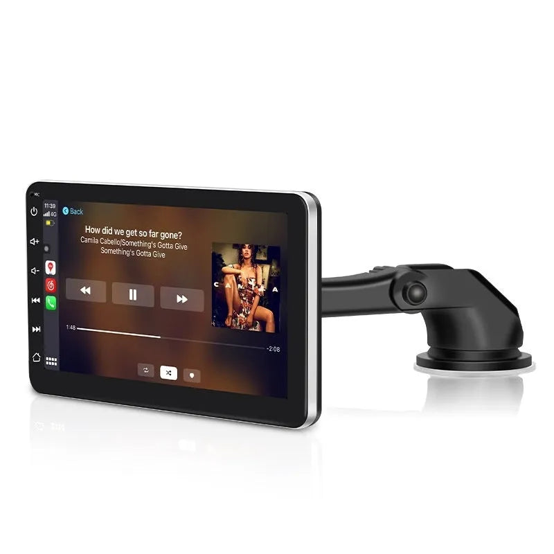 7-inch car GPS navigation unit with wireless CarPlay and reversing camera display on universal dashboard mount