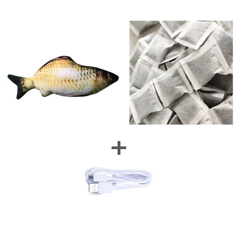 Electronic jumping fish simulation cat toy without catnip, 30cm multicolour PP material