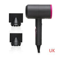 Professional black hotel hair dryer with long cable and worldwide voltage plug options