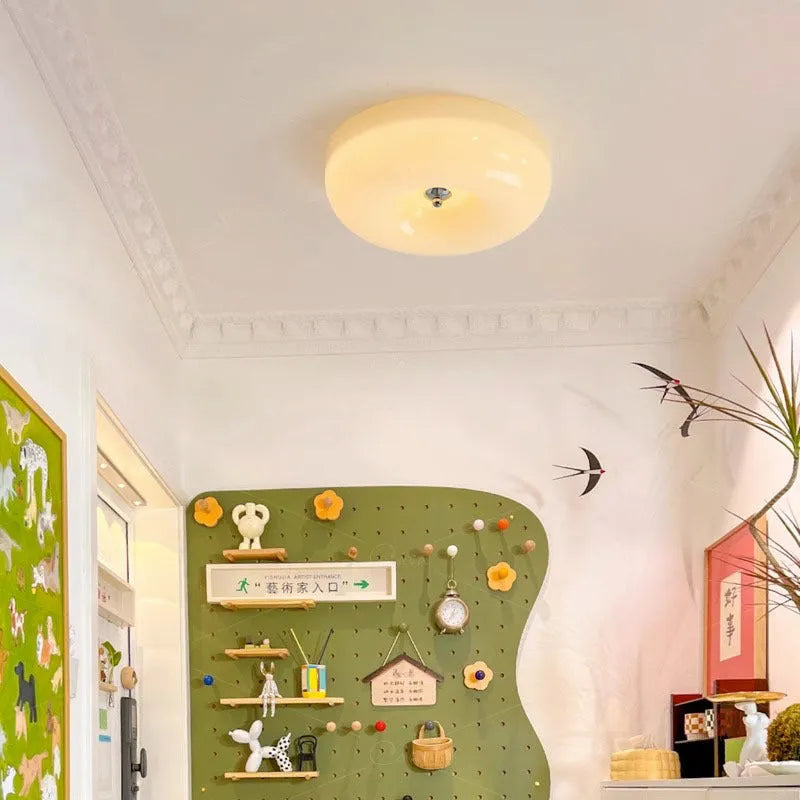 Cream coloured American style bedroom ceiling light with three colour temperature settings