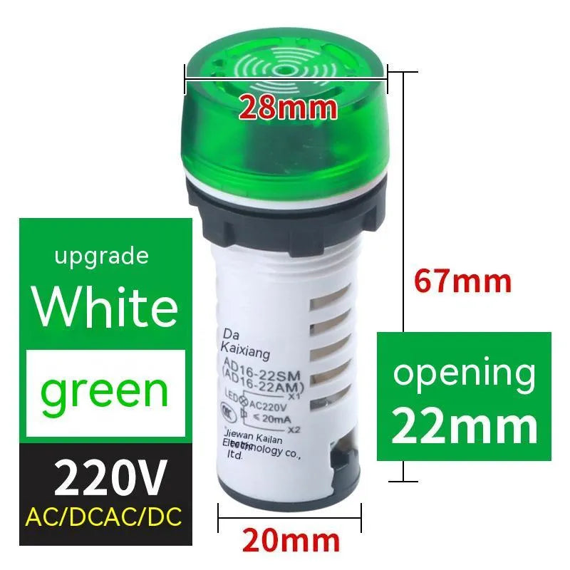 LED flashing sound and light buzzer with 22mm installation for industrial control panels