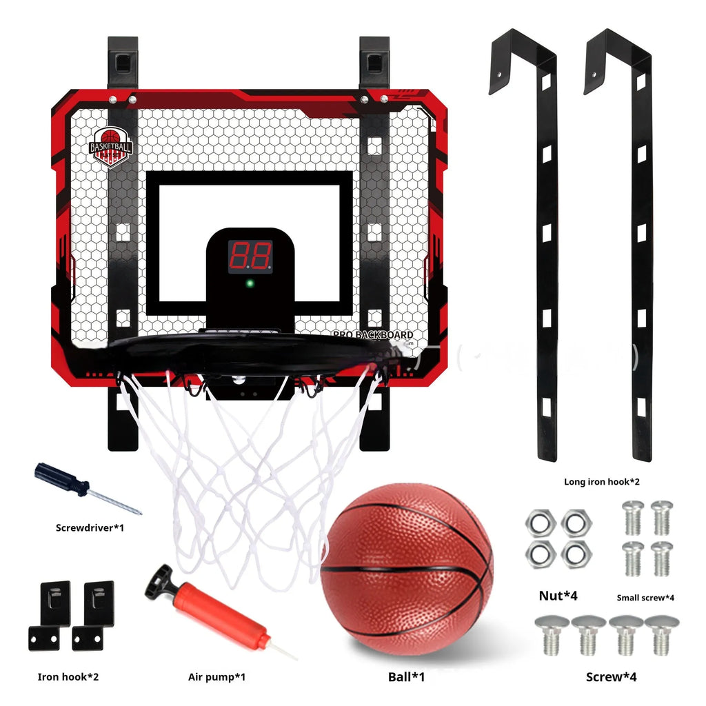 Folding basketball frame with dunk scoring function and punch-free suction cup mounting system