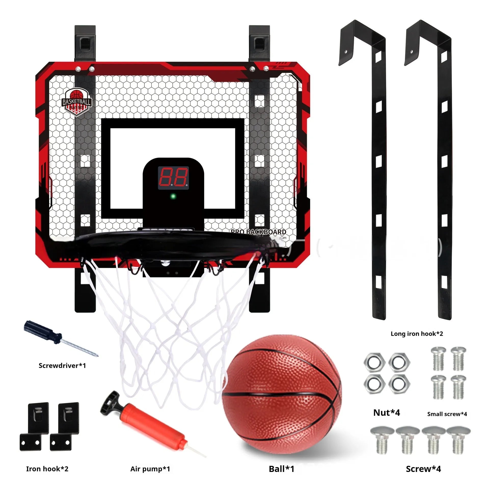 Folding basketball frame with dunk scoring function and punch-free suction cup mounting system