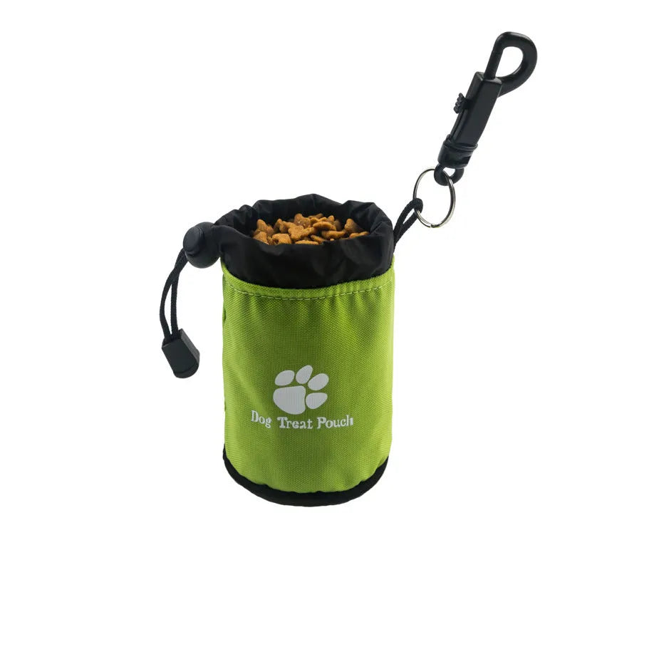 Mini nylon pet training snack bag in solid colour options: red, green, black, blue.