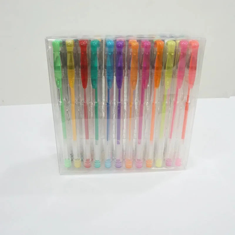 100 Colour Gel Pen and Watercolour Pen Set with Highlighter Pens, showing plastic barrels and assorted colours.