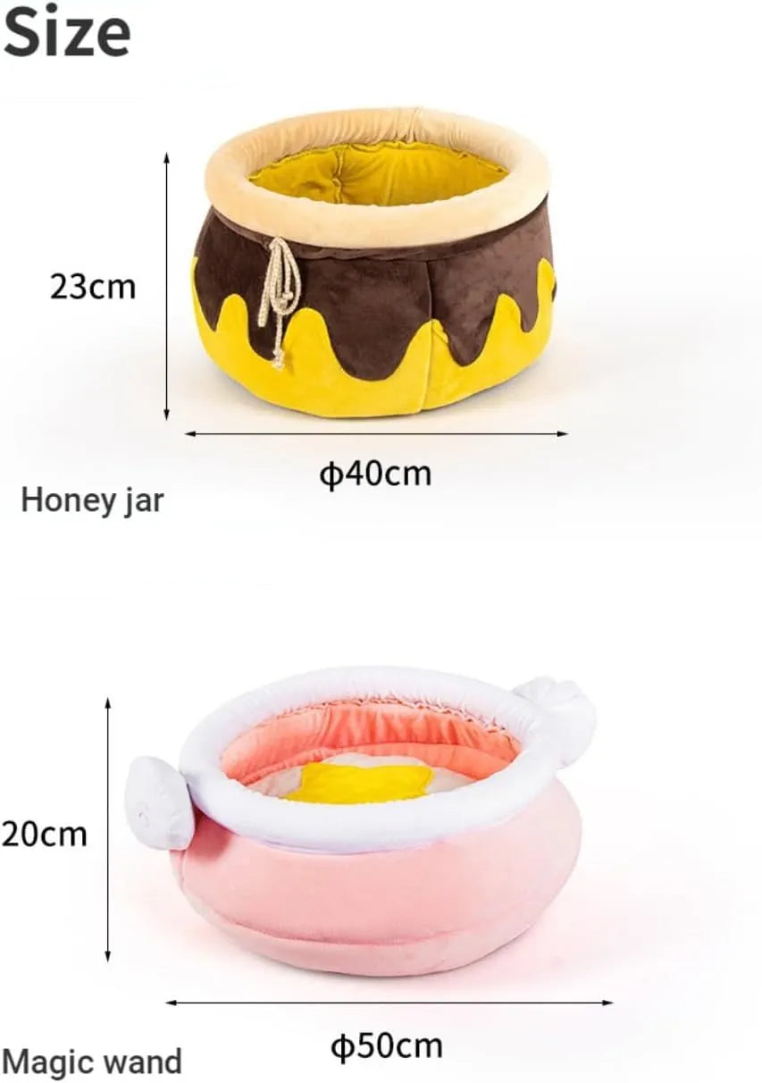 Pink honey pot shaped cat sofa bed with removable pad for small pets