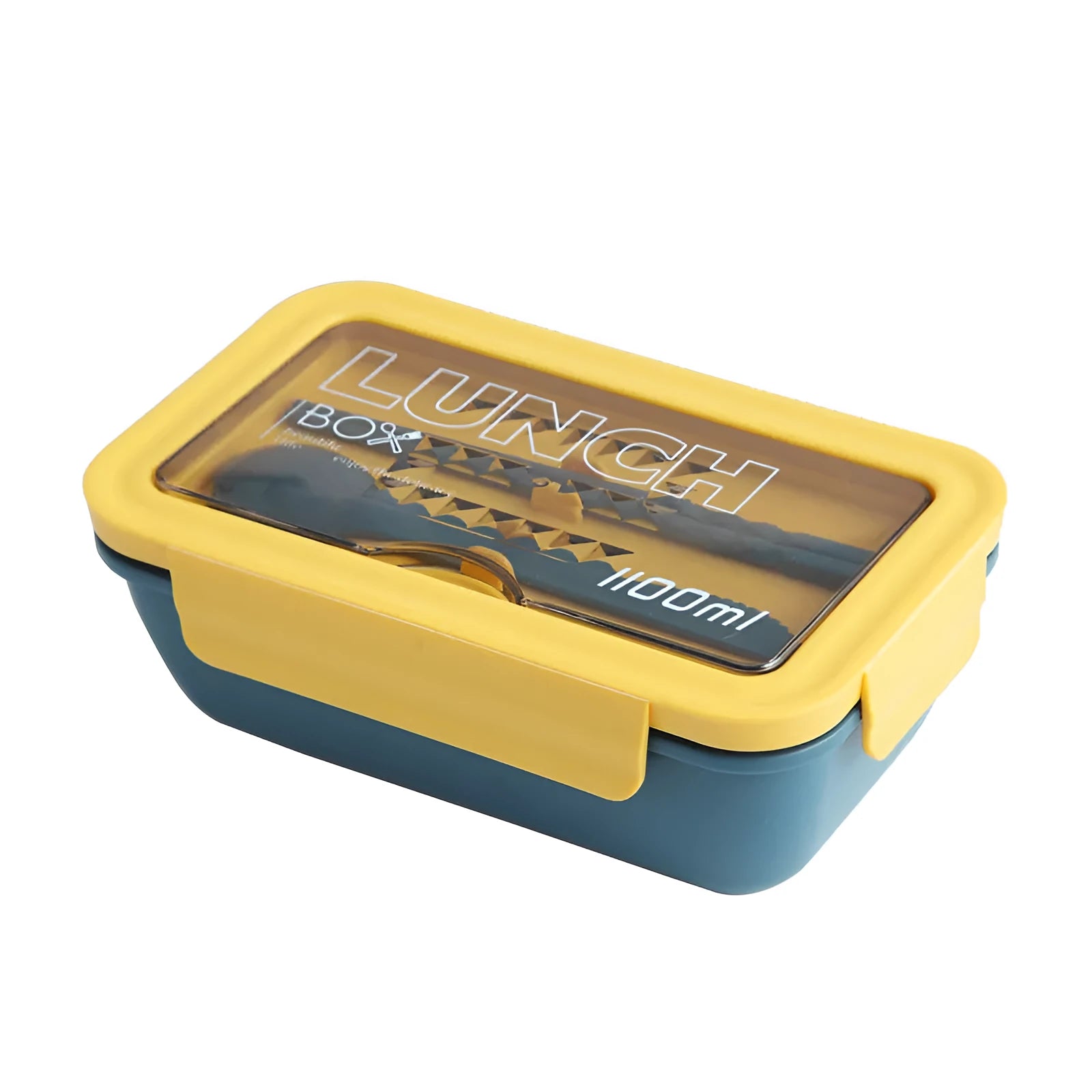 Four-compartment plastic bento lunch box in Nordic style design with separate food sections