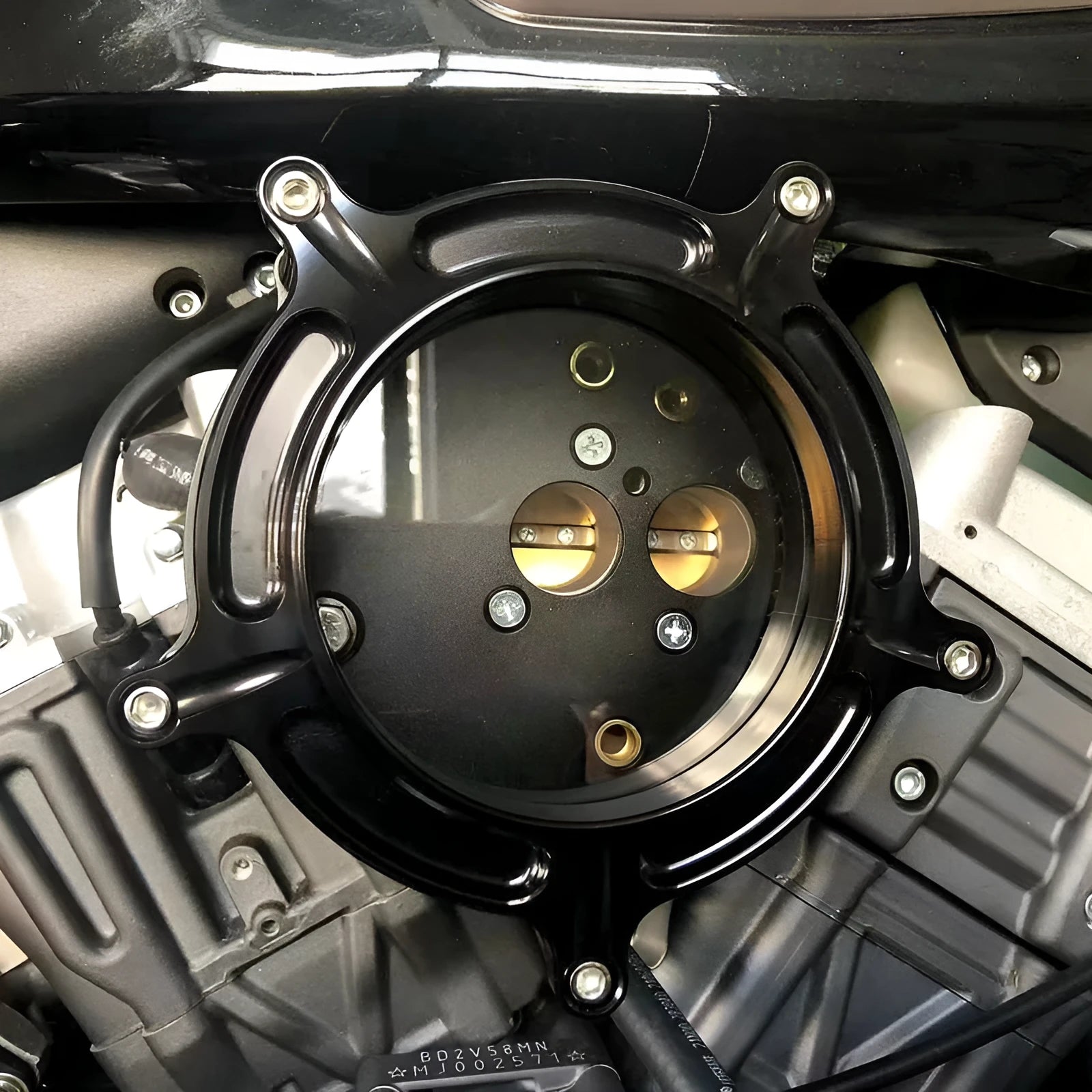 Aluminium air filter retrofitting accessories in multiple colour options including black, red, blue, and electroplated finishes