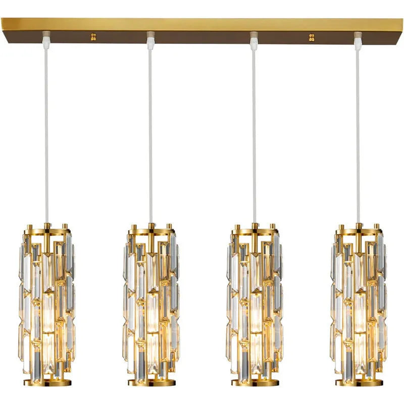 Industrial style single head LED droplight with crystal detailing in black, gold, or chrome finish