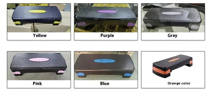 Grey ABS plastic aerobics step platform for home fitness workouts, showing 68cm length.