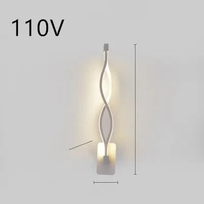 Minimalist Nordic-style LED wall lamp mounted on a wall, shown in a black finish with a soft glow.