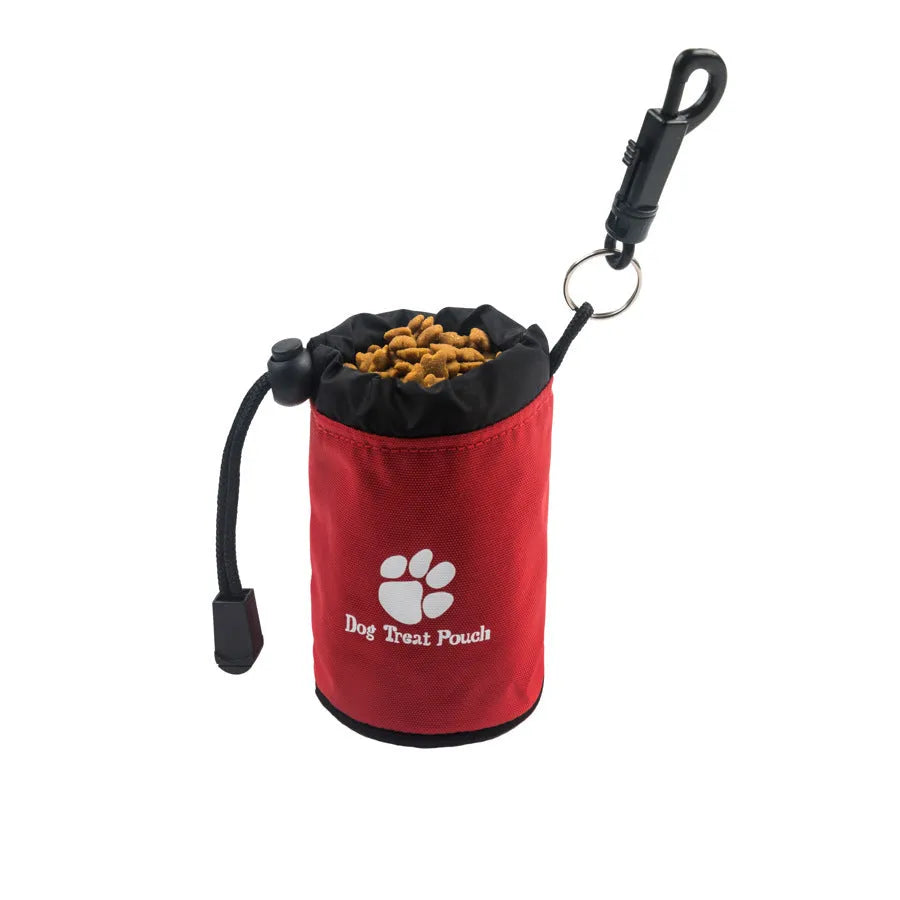 Mini nylon pet training snack bag in solid colour options: red, green, black, blue.