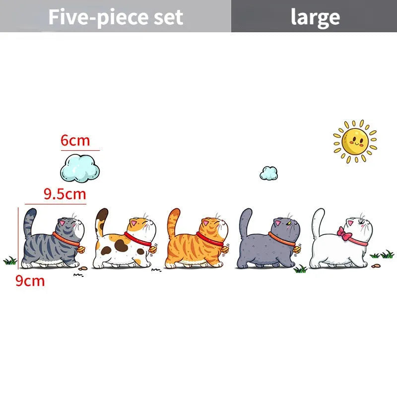 Car sticker with five cats climbing design in waterproof PVC material available in L, M, S sizes