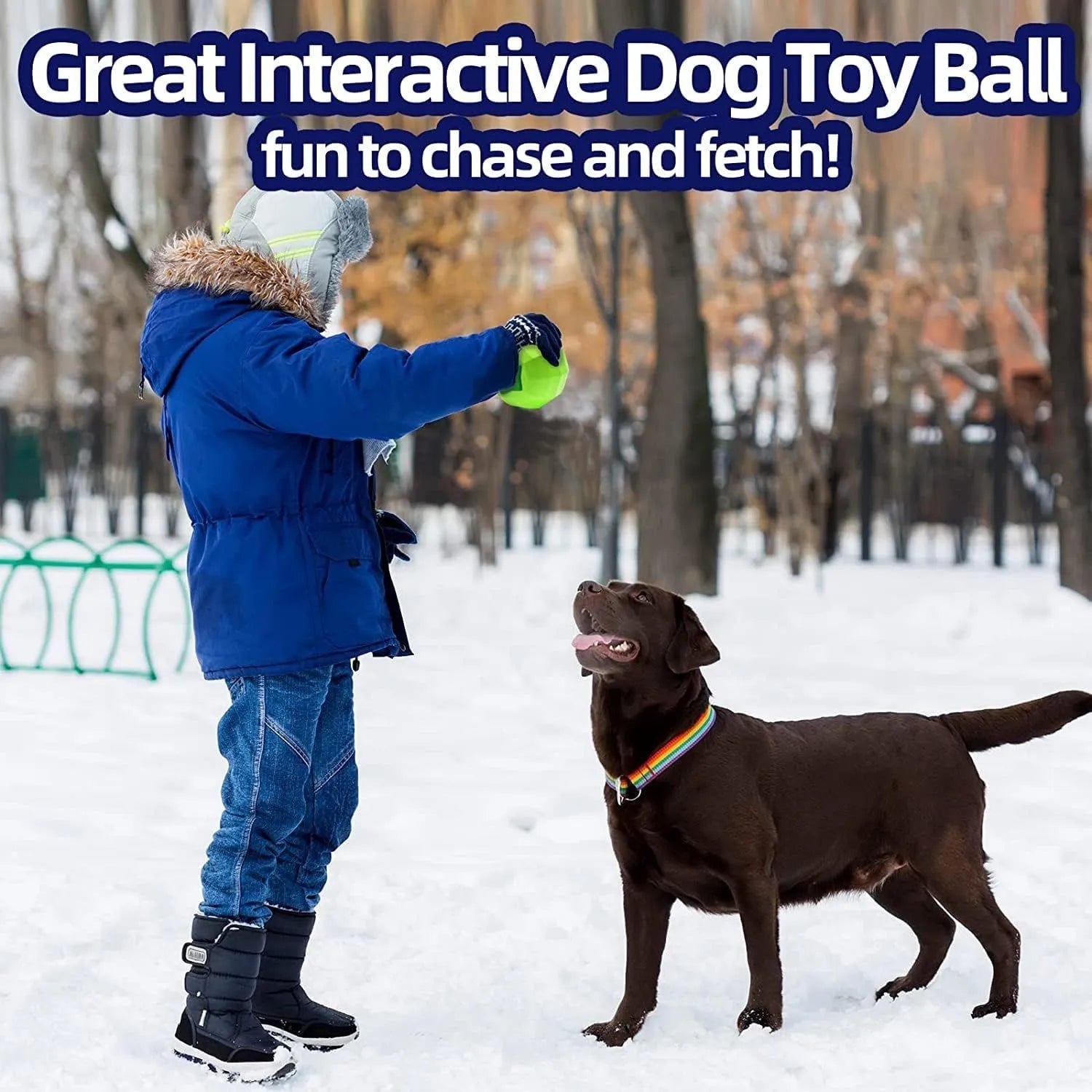 Green beef-flavoured squeaky dog ball for aggressive chewers made from natural rubber