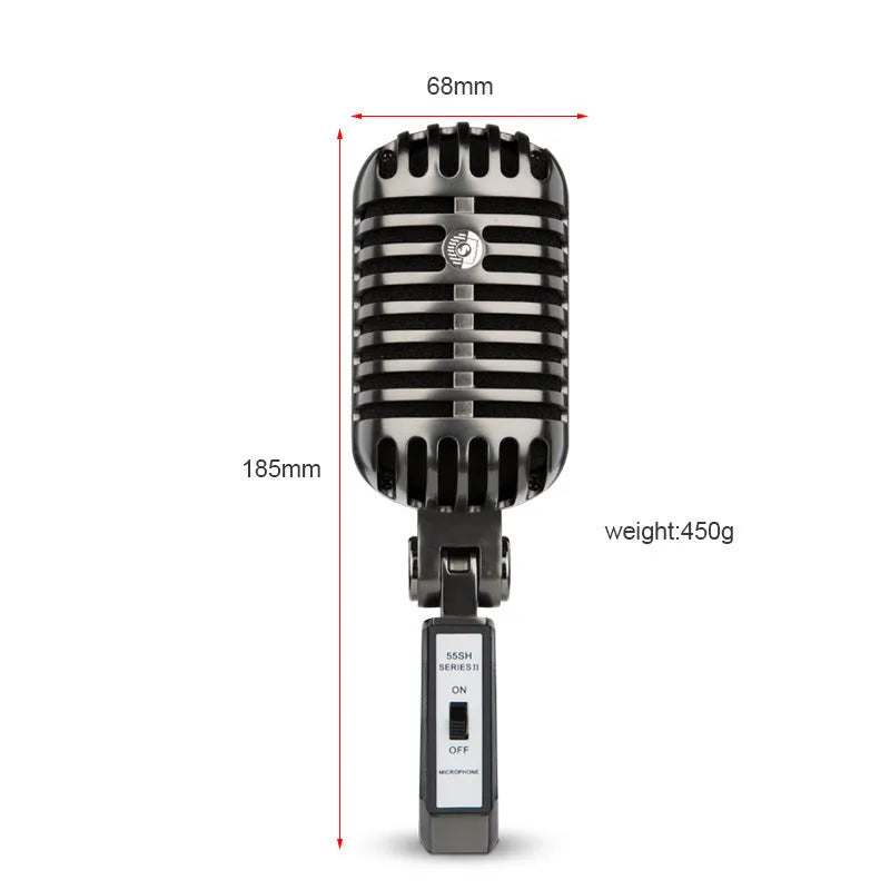 FG2 coloured retro-style condenser microphone with cable for karaoke and professional recording.