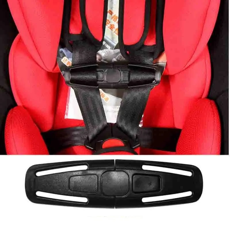 Black nylon child safety seat buckle clip for 5-point harness systems