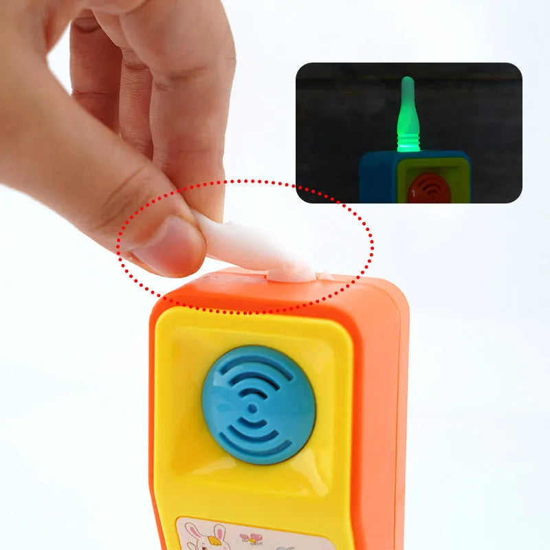 Children's educational toy with cartoon animal design featuring sound and light functions for 3 year olds