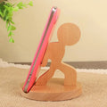 Solid beech wood mobile phone holder with detailed resin animal carving in choice of 22 animal styles