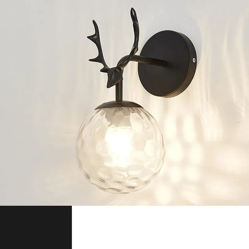 Nordic style round glass wall lamp with E27 bulb holder in golden or black finish