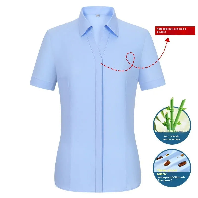 Men's short sleeve bamboo fibre shirt with square collar in slim fit business style